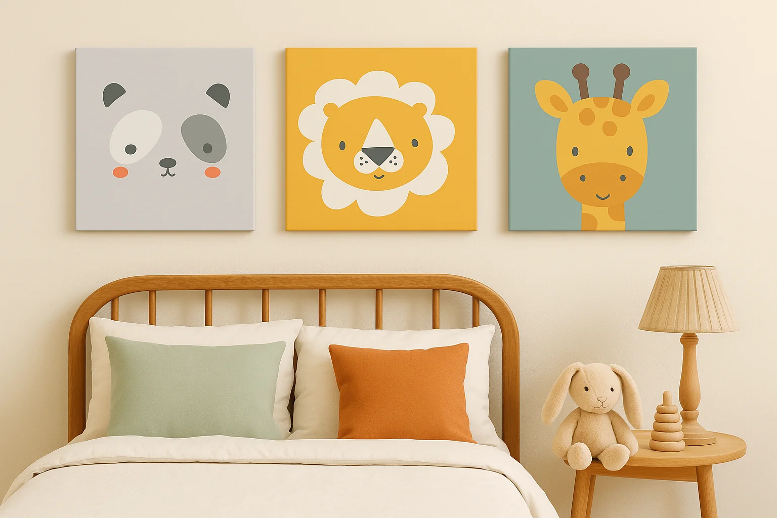 Sfeervolle babykamer met wanddecoratie van dieren