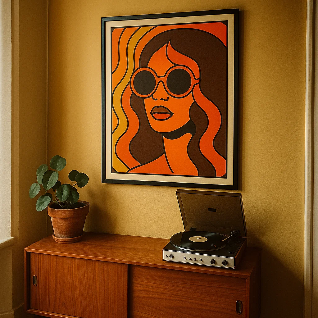 Retro interieur met platenspeler