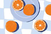 Sinaasappels op bord