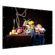 stilleven tafel met wijn en eten mock up tuinposter liggend