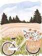Fiets met bloemen in fietsmand