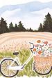 Fiets met bloemen in fietsmand