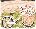 Fiets met bloemen in fietsmand