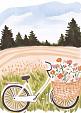 Fiets met bloemen in fietsmand