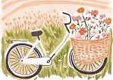 Fiets met bloemen in fietsmand