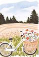 Fiets met bloemen in fietsmand