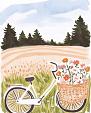 Fiets met bloemen in fietsmand