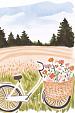 Fiets met bloemen in fietsmand