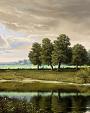 Olieverfschilderij met landschap