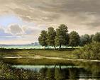 Olieverfschilderij met landschap
