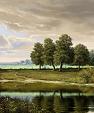 Olieverfschilderij met landschap
