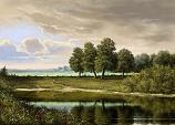 Olieverfschilderij met landschap
