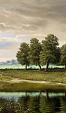 Olieverfschilderij met landschap