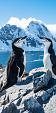Twee pinguïns in winters landschap