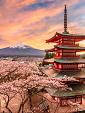 Berg Fuji en de Vredespagode, Japan