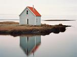 Weerspiegeling huis in meer