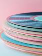 Pastelkleurige verzameling vinylplaten