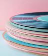 Pastelkleurige verzameling vinylplaten