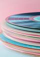 Pastelkleurige verzameling vinylplaten