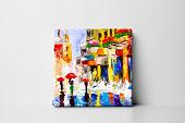 regenachtige kleurrijke straat mock up canvas zonder lijst vierkant