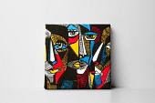 surrealistische kleurrijke gezichten mock up canvas zonder lijst vierkant