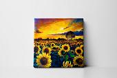 zonnebloemenveld geschilderd mock up canvas zonder lijst vierkant