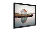 weerspiegeling huis in meer mock up canvas vierkant