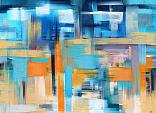 Abstract blauw oranje