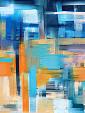 Abstract blauw oranje