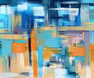 Abstract blauw oranje