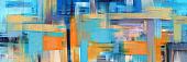 Abstract blauw oranje