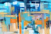 Abstract blauw oranje
