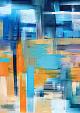 Abstract blauw oranje