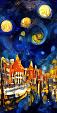 Maanverlichte nacht, geïnspireerd op Van Gogh
