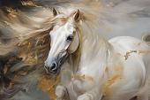 Wild paard met wapperende manen