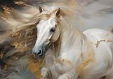 Wild paard met wapperende manen