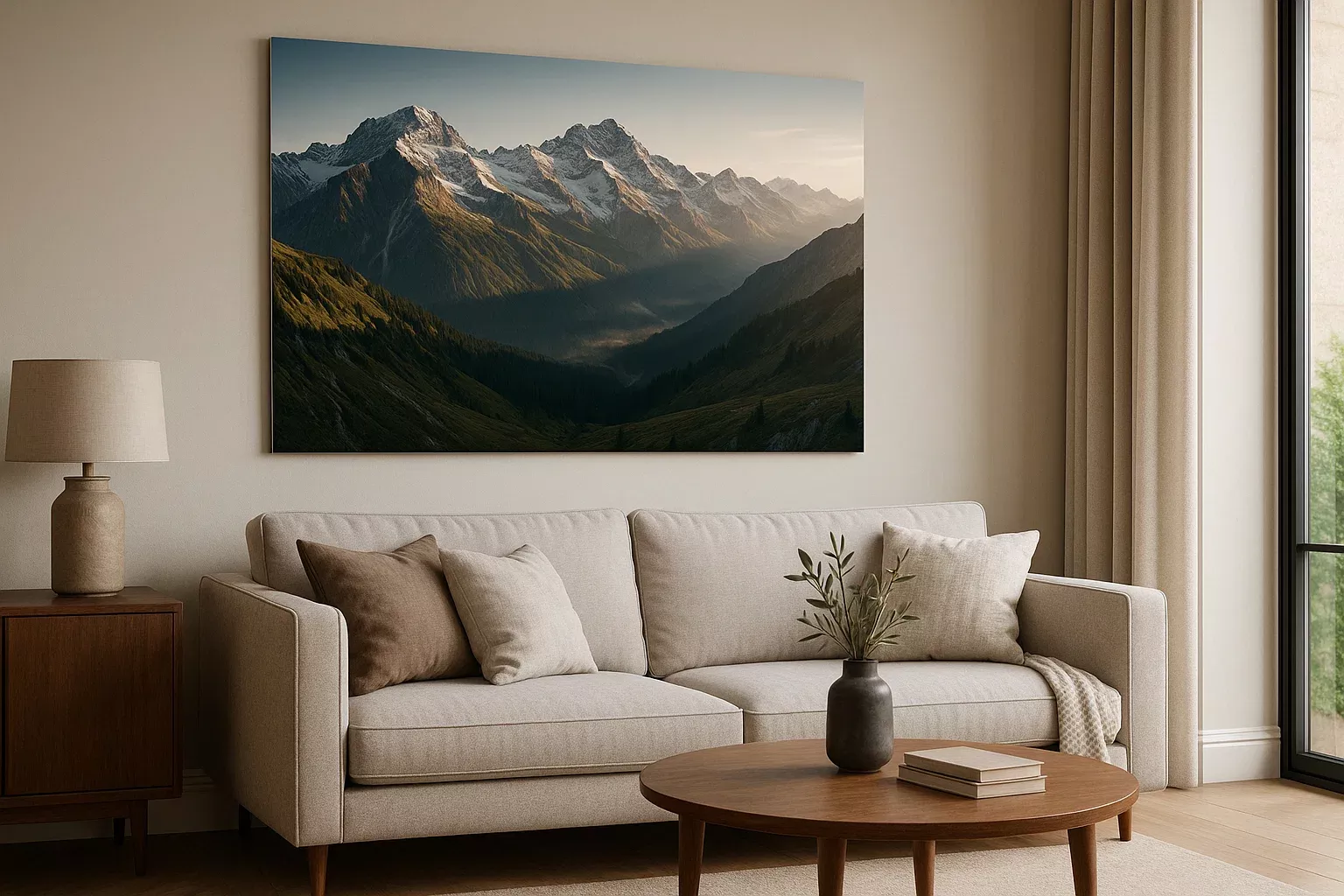 Grote print boven de bank