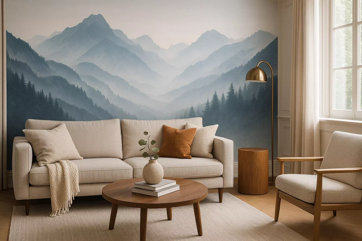 Kleine kamer met grote wanddecoratie