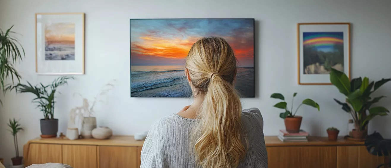 Afbeelding op groot formaat in kamer