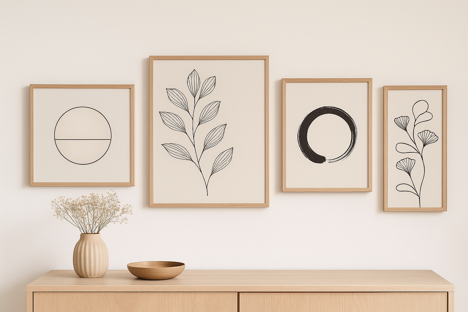 Enkele Japandi geïnspireerde wanddecoratie stukken