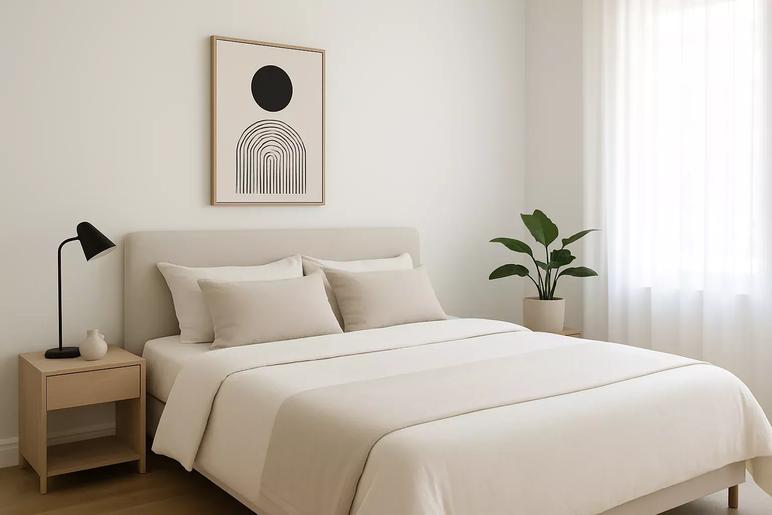 Minimalisme stijl toegepast in een slaapkamer