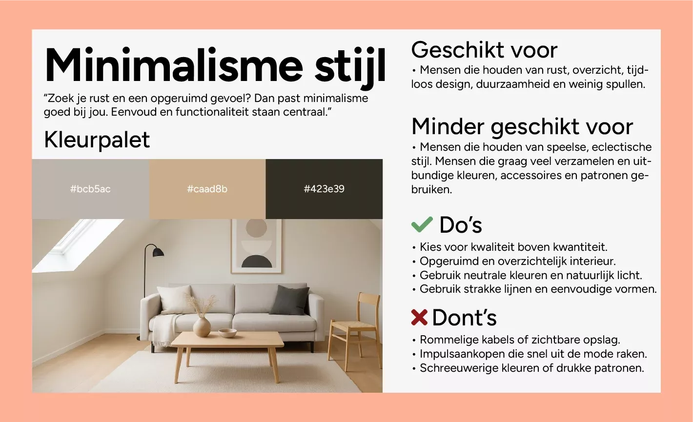 Minimalisme stijl samengevat in een infographic.