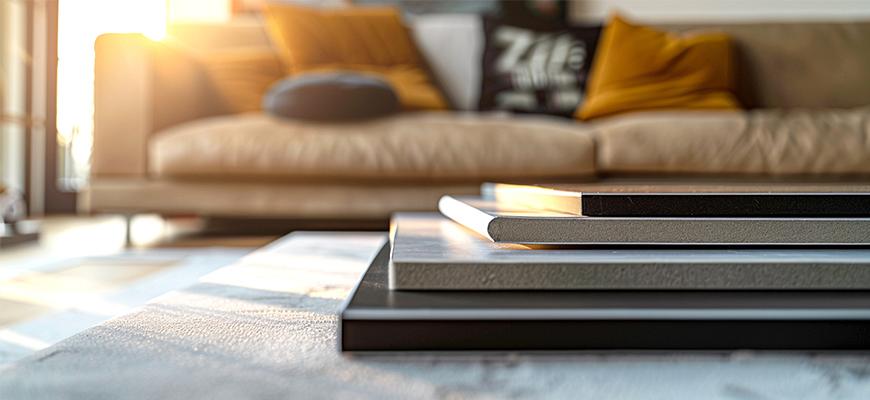 Dibond e nforex platen in een woonkamer