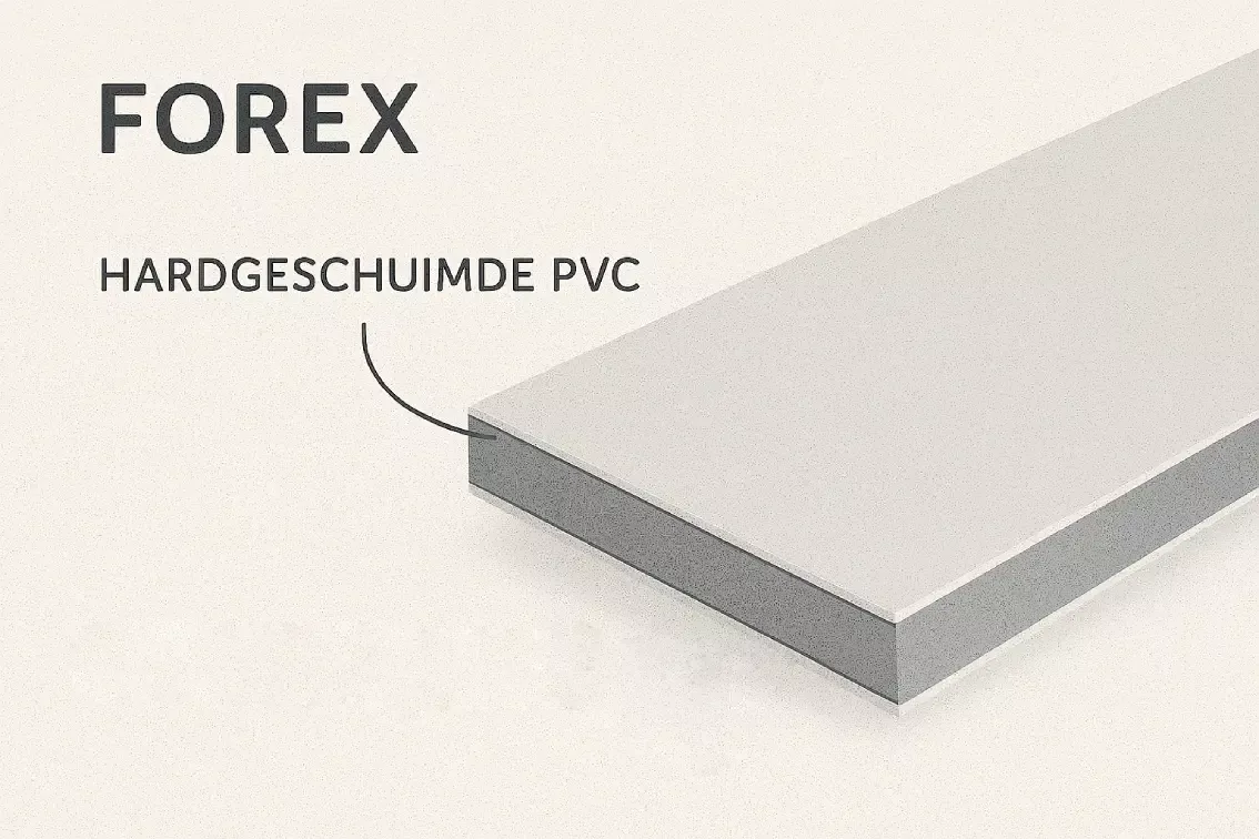 Forex plaat opbouw, enkel opgebouwd uit hardgeschuimd pvc
