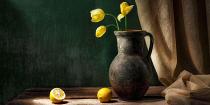 Stilleven citroen en tulp