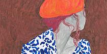 Vrouw met baret geschilderd