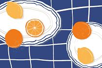 Citrusvruchten op bord