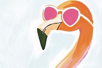 19898 ol flamingo met zonnebril 90x60
