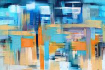 Abstract blauw oranje