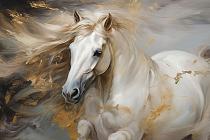 Wild paard met wapperende manen